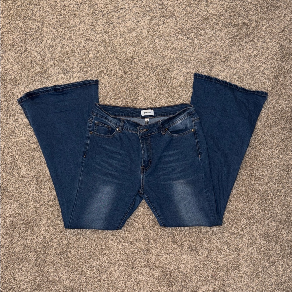 BAMBOO Deep Blue Flare Jeans Cotton Y2K Size 13